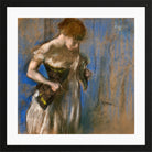 Edgar Degas Print, Femme mettant son corset (circa 1883) in a black frame