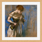 Edgar Degas Print, Femme mettant son corset (circa 1883) in a light oak frame