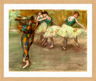 Edgar Degas Print, Harlequin Dance (circa 1890) in a light oak frame