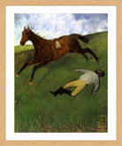 Edgar Degas Print, Injured Jockey (1896) in a light oak frame