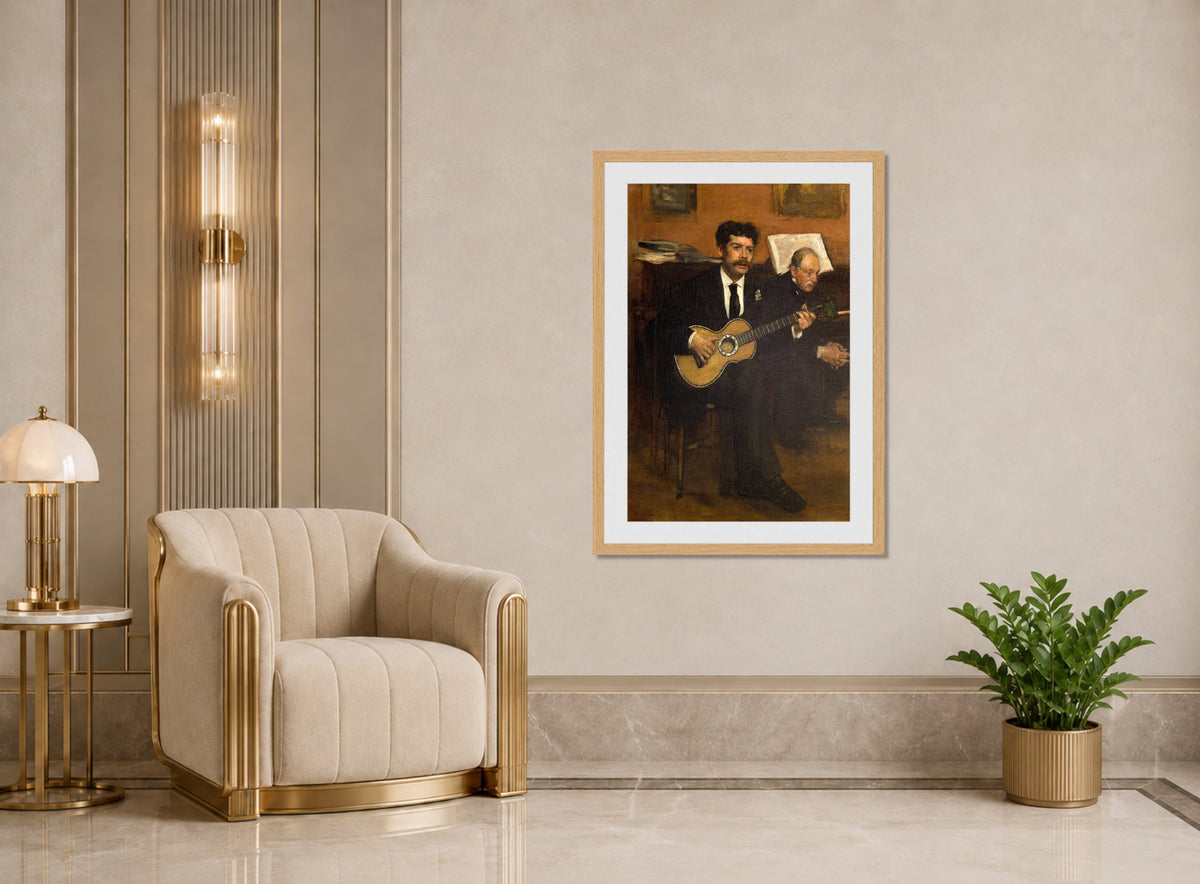 Edgar Degas Print, Lorenzo Pagans And Auguste De Gas (1871 - 1872) displayed in an Art Deco interior
