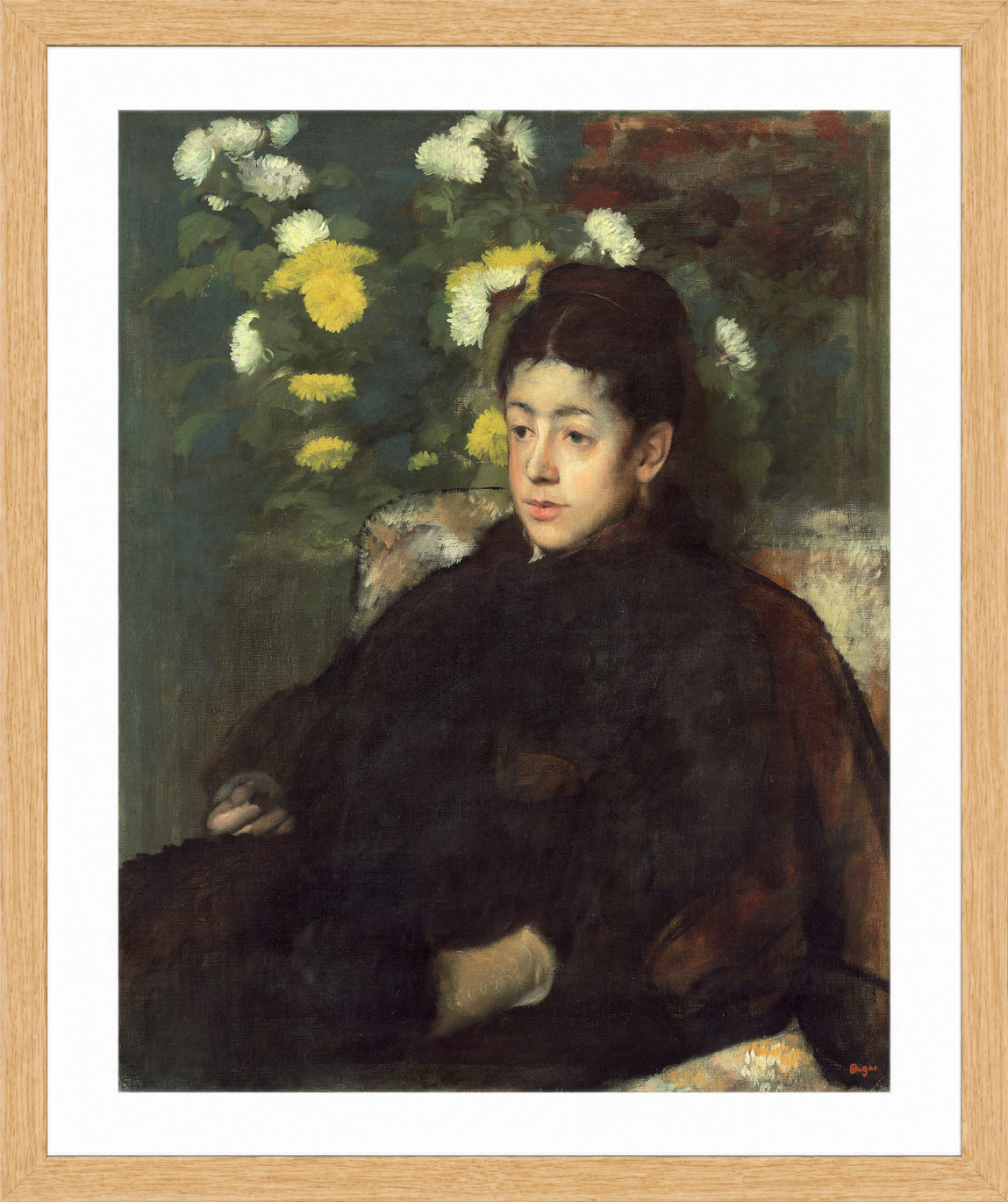 Edgar Degas Print, Mademoiselle Malo (c in a light oak frame