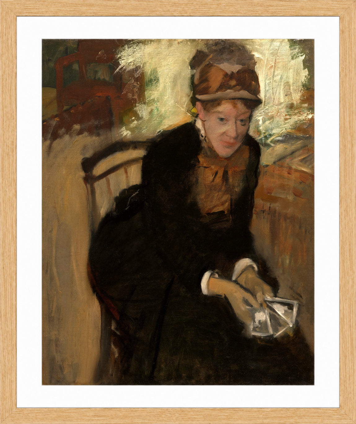 Edgar Degas Print, Mary Cassatt (c in a light oak frame