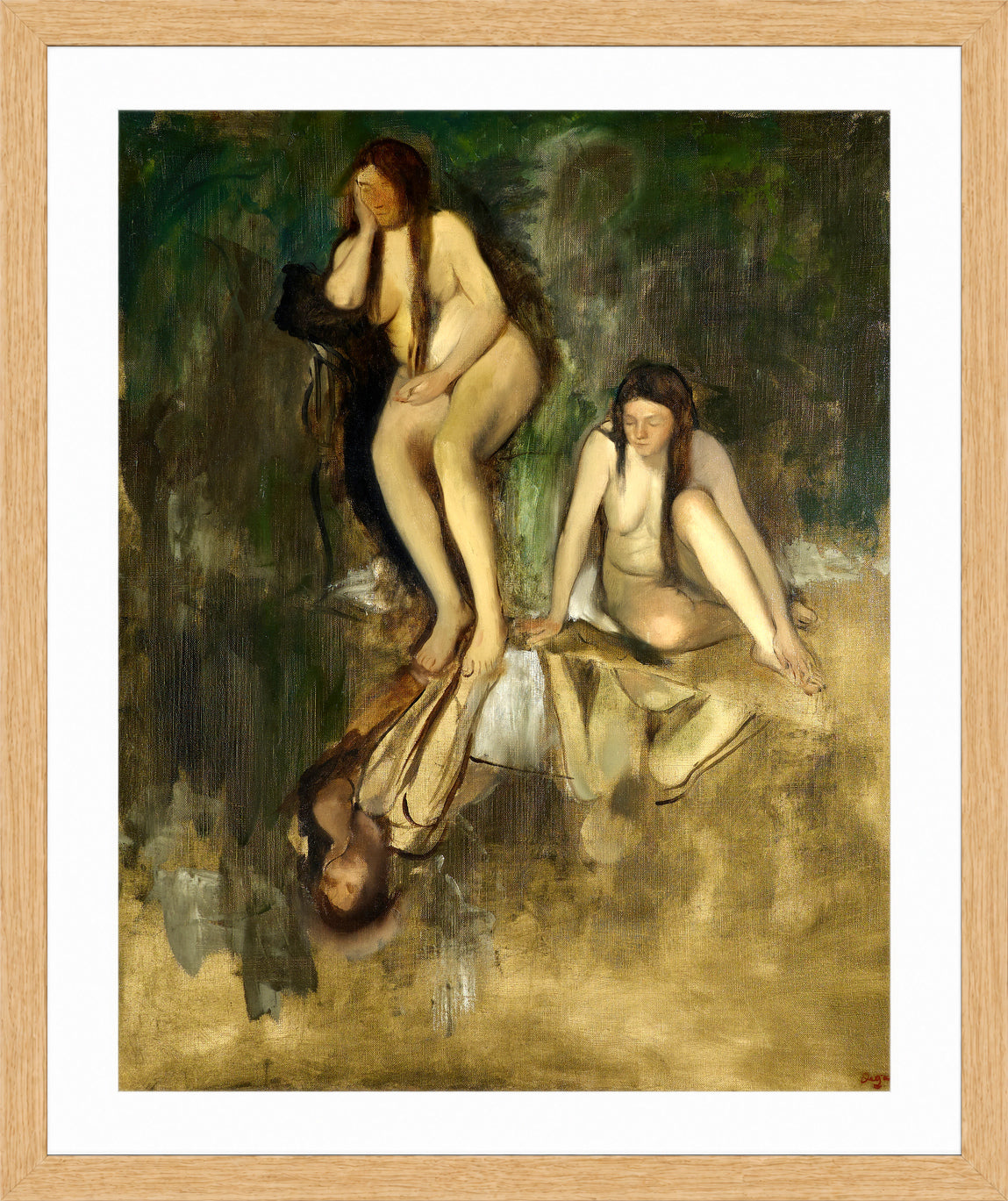Edgar Degas Print, Mlle Fiocre dans le ballet La Source (Mademoiselle Fiocre in the ballet La Source) (between 1866 and 1868) in a light oak frame