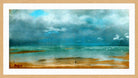 Edgar Degas Print, Plage À Marée Basse (1869) in a light oak frame