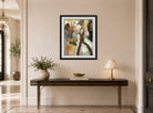 Edgar Degas Print, Portrait after a Costume Ball (Portrait of Madame Dietz-Monnin) (1879) displayed above a console table