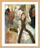 Edgar Degas Print, Portrait after a Costume Ball (Portrait of Madame Dietz-Monnin) (1879) in a light oak frame