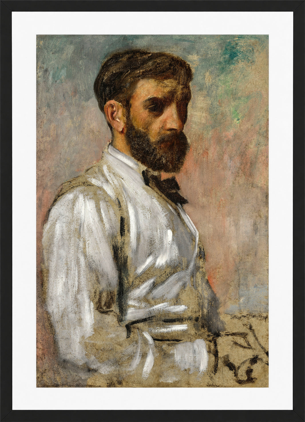 Edgar Degas Print, Portrait d’artiste (Léon Bonnat) (circa 1863) in a black frame