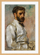 Edgar Degas Print, Portrait d’artiste (Léon Bonnat) (circa 1863) in a light oak frame