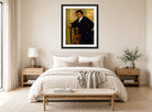 Edgar Degas Print, Portrait d’homme assis (circa 1864-68) displayed above a bed