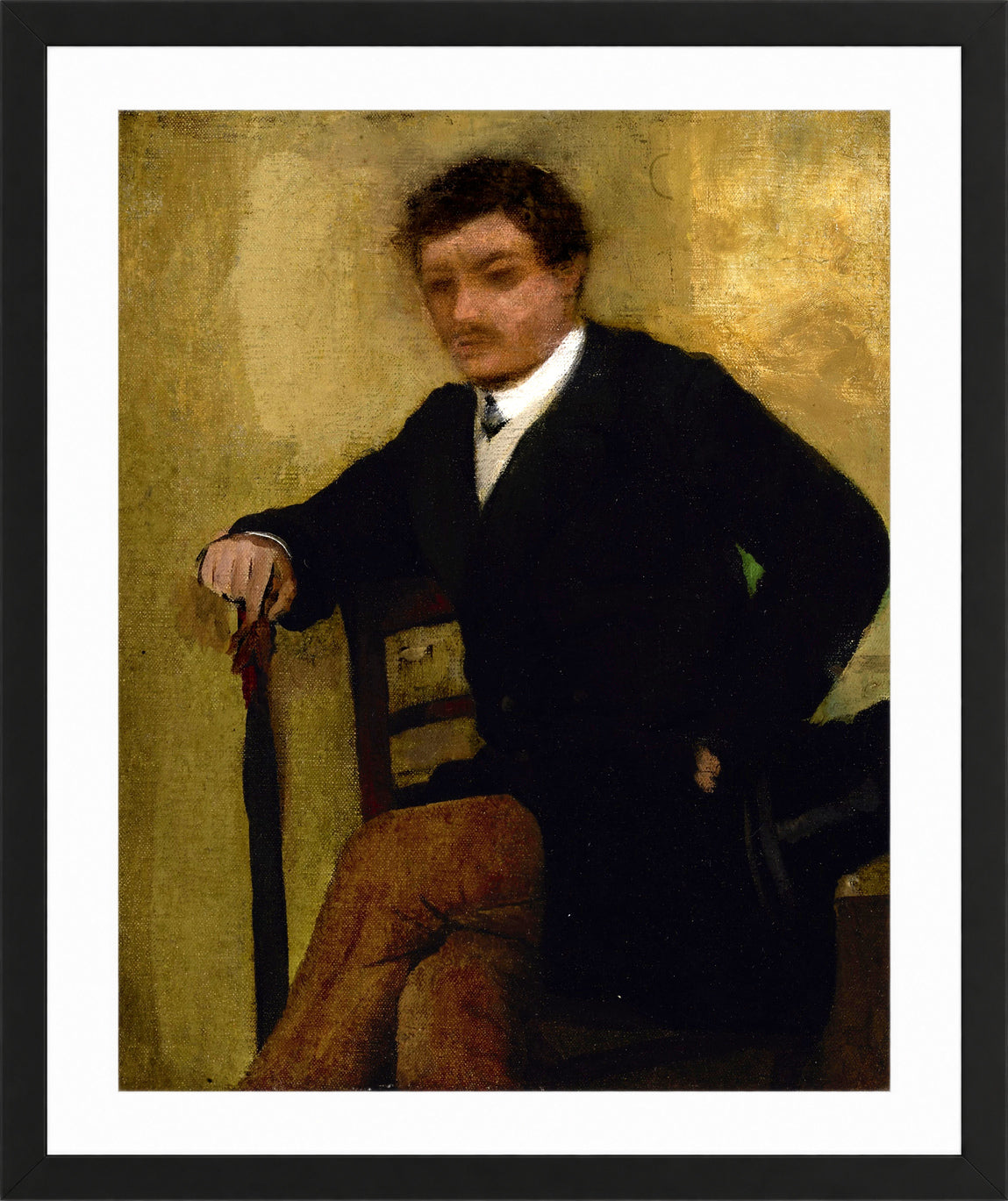 Edgar Degas Print, Portrait d’homme assis (circa 1864-68) in a black frame