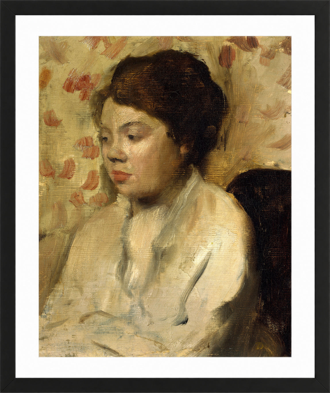Edgar Degas Print, Portrait of a Young Woman (ca in a black frame