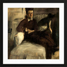 Edgar Degas Print, Portrait of Madame Jeantaud (1877) in a black frame