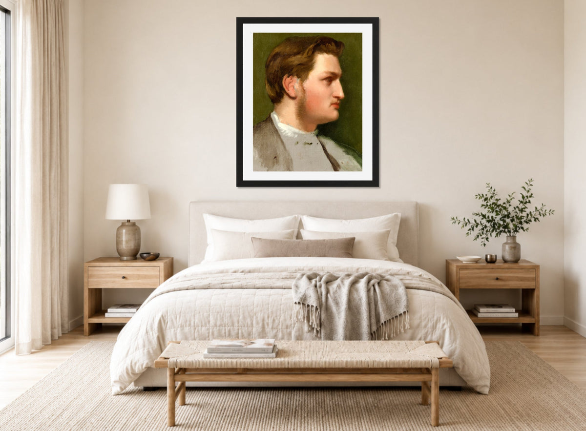 Edgar Degas Print, Portrait of Paul Valpinçon (c displayed above a bed