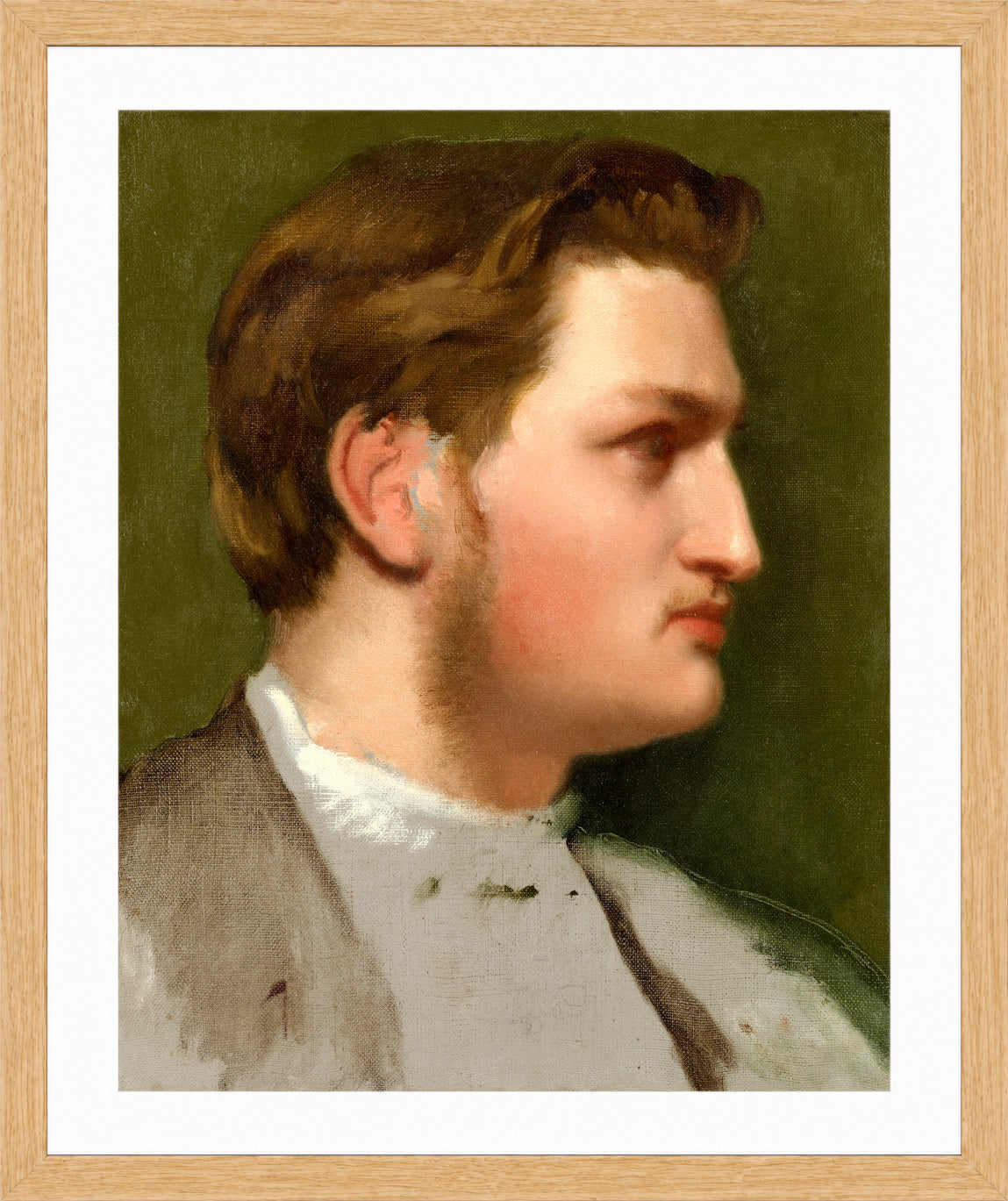 Edgar Degas Print, Portrait of Paul Valpinçon (c in a light oak frame