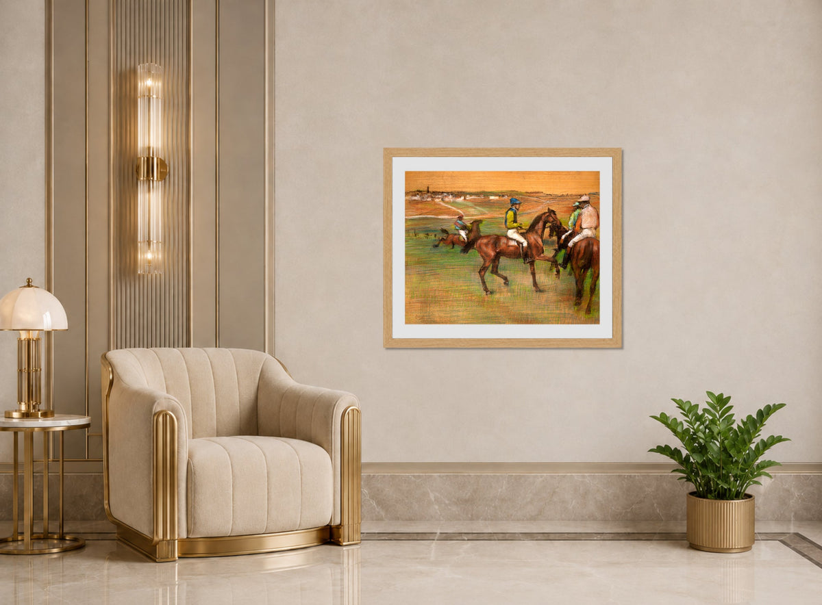 Edgar Degas Print, Race Horses (ca displayed in an Art Deco interior