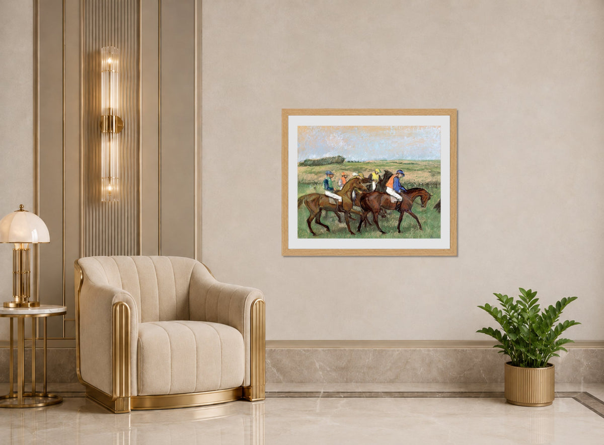 Edgar Degas Print, Races (circa 1885) displayed in an Art Deco interior