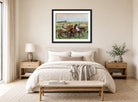 Edgar Degas Print, Races (circa 1885) displayed above a bed