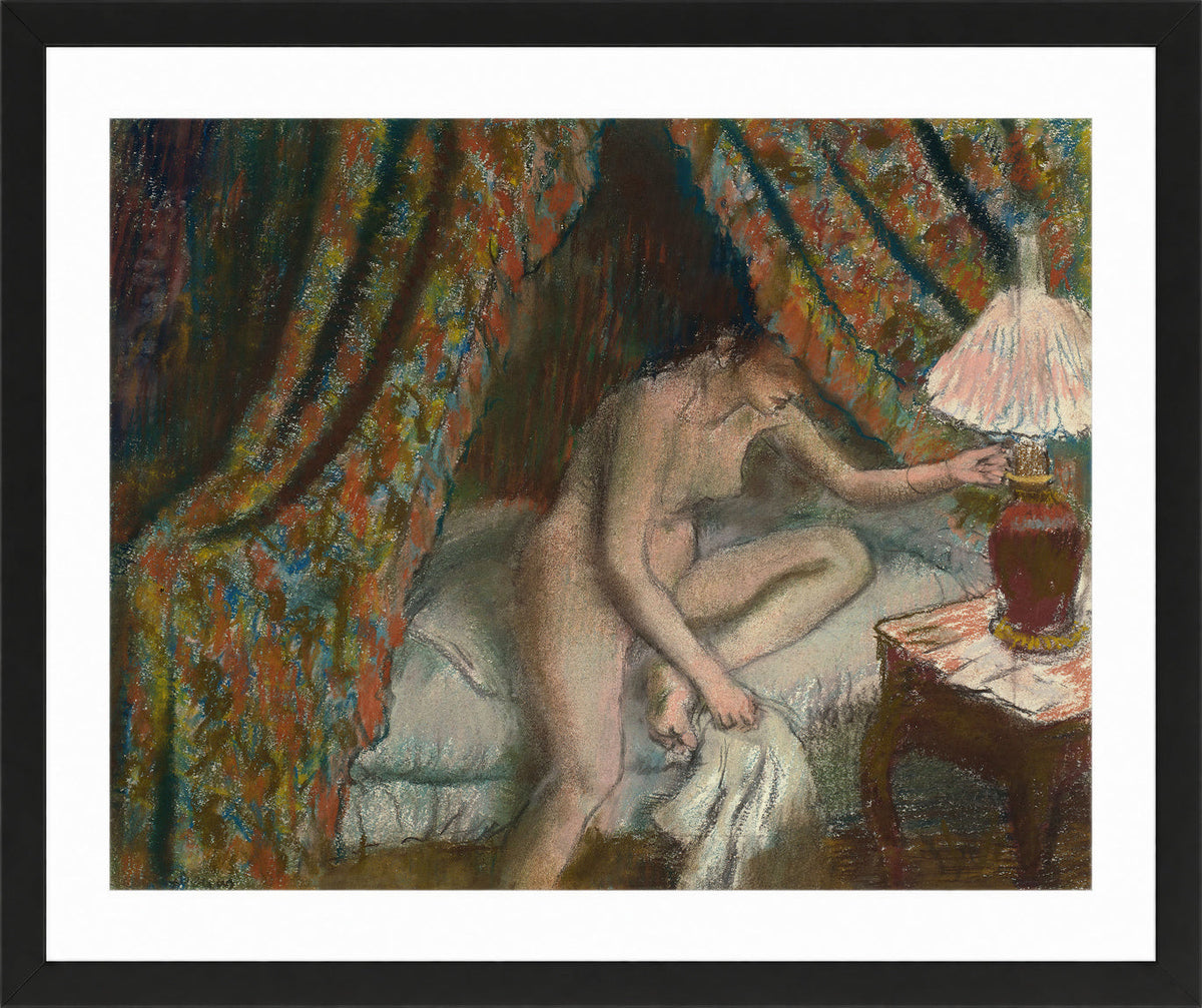 Edgar Degas Print, Retiring (1879–1888) in a black frame
