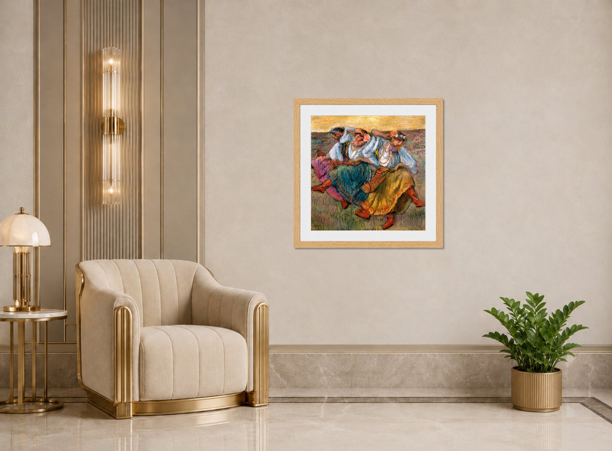 Edgar Degas Print, Russian Dancers (1899) displayed in an Art Deco interior