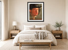 Edgar Degas Print, Self-Portrait displayed above a bed