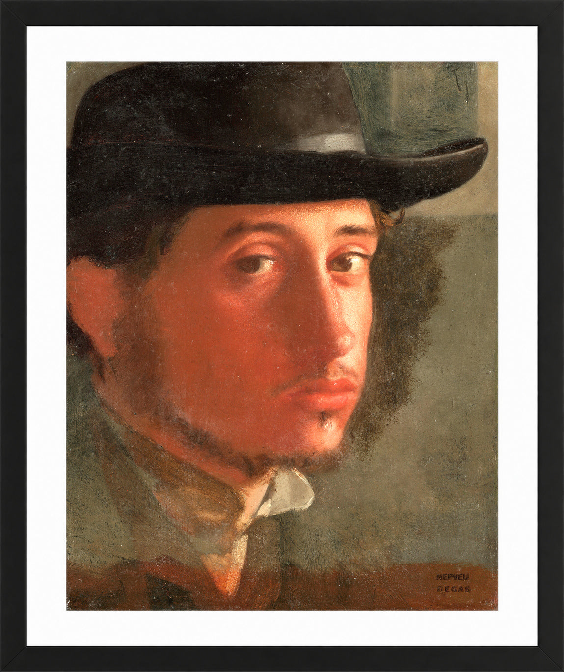 Edgar Degas Print, Self-Portrait in a black frame