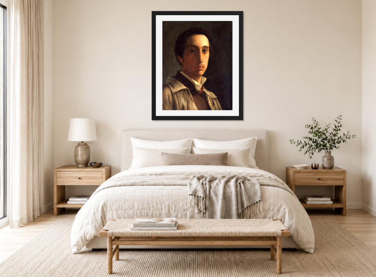 Edgar Degas Print, Self-Portrait (ca displayed above a bed