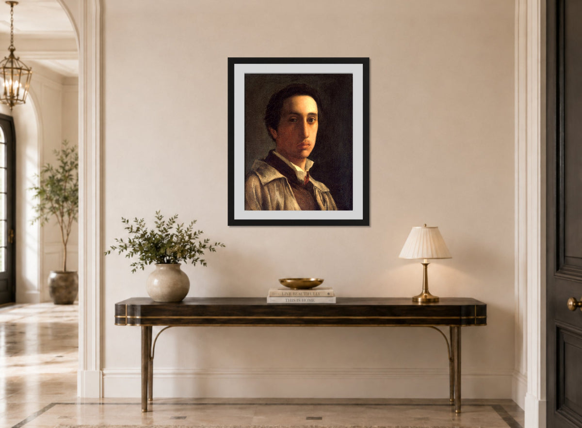Edgar Degas Print, Self-Portrait (ca displayed above a console table