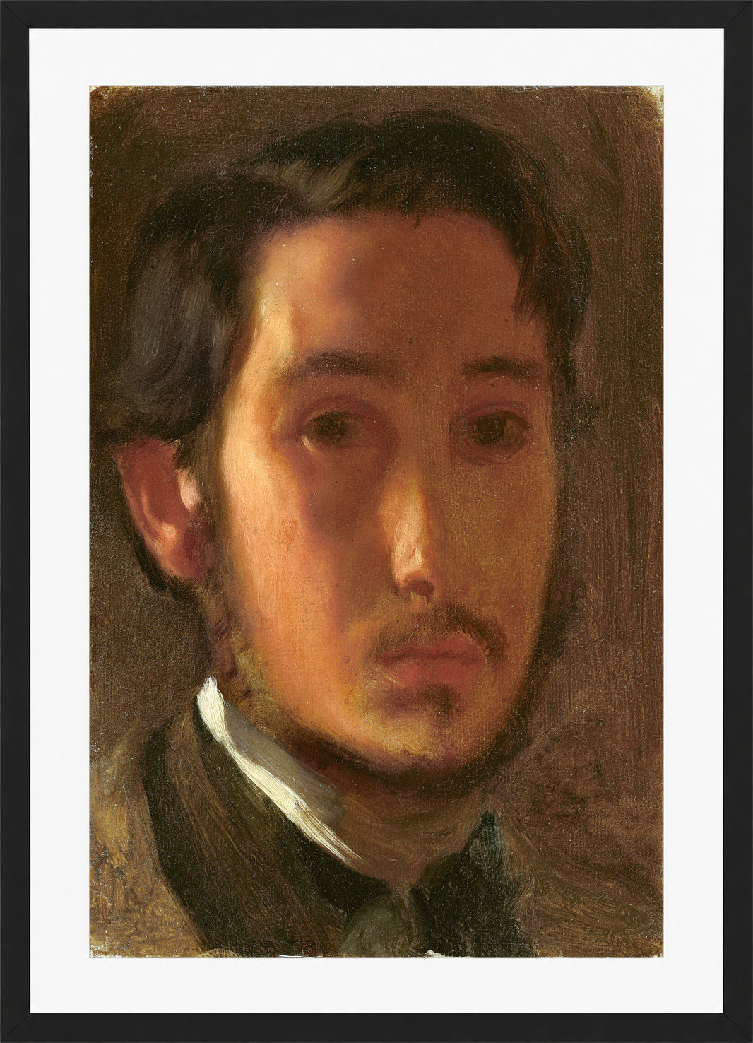 Edgar Degas Print, Self-Portrait with White Collar (c in a black frame