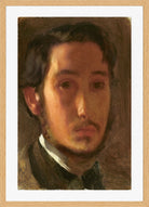 Edgar Degas Print, Self-Portrait with White Collar (c in a light oak frame