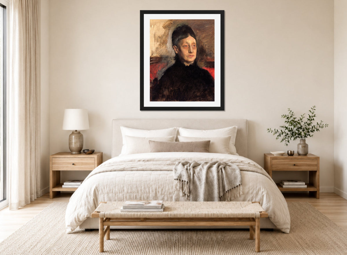 Edgar Degas Print, Stefanina Primicile Carafa, Marchioness of Cicerale and Duchess of Montejasi (c displayed above a bed