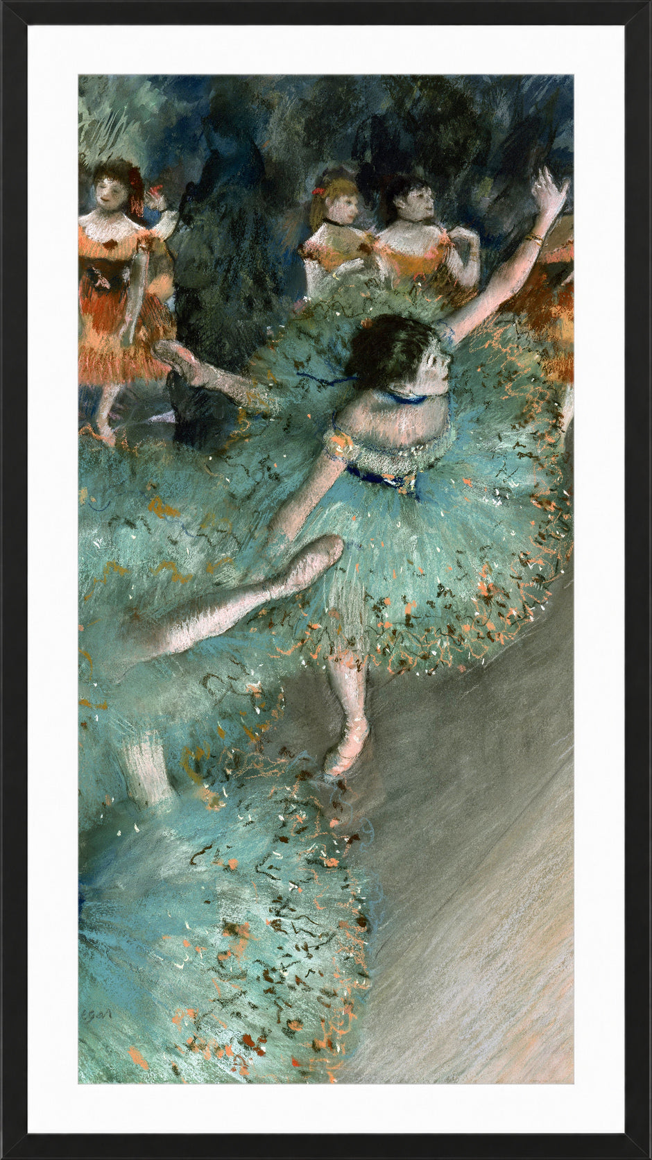 Edgar Degas Print, Swaying Dancer (Dancer in Green) (from 1877 until 1879) in a black frame