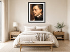 Edgar Degas Print, Tête d’homme (ca 1864) displayed above a bed
