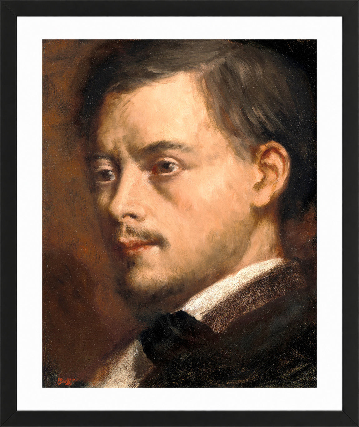 Edgar Degas Print, Tête d’homme (ca 1864) in a black frame