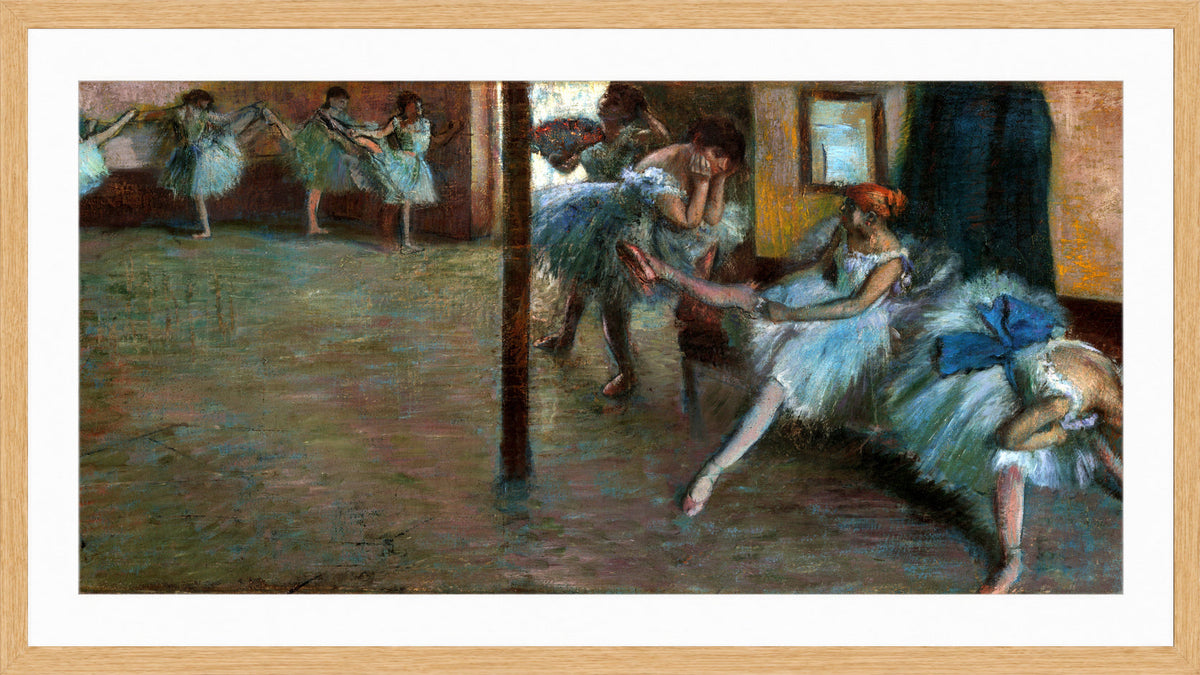 Edgar Degas Print, The Ballet Rehearsal (ca in a light oak frame
