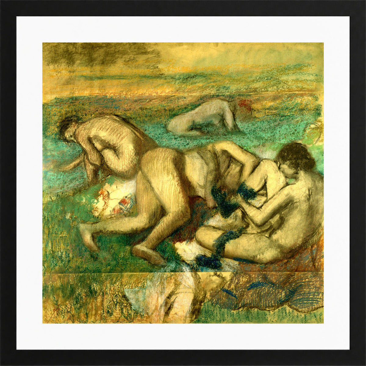 Edgar Degas Print, The Bathers (1885-95) in a black frame