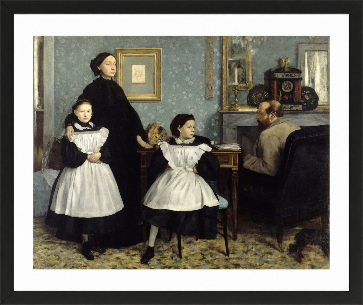 Edgar Degas Print, The Bellelli Family (1858 - 1869) in a black frame