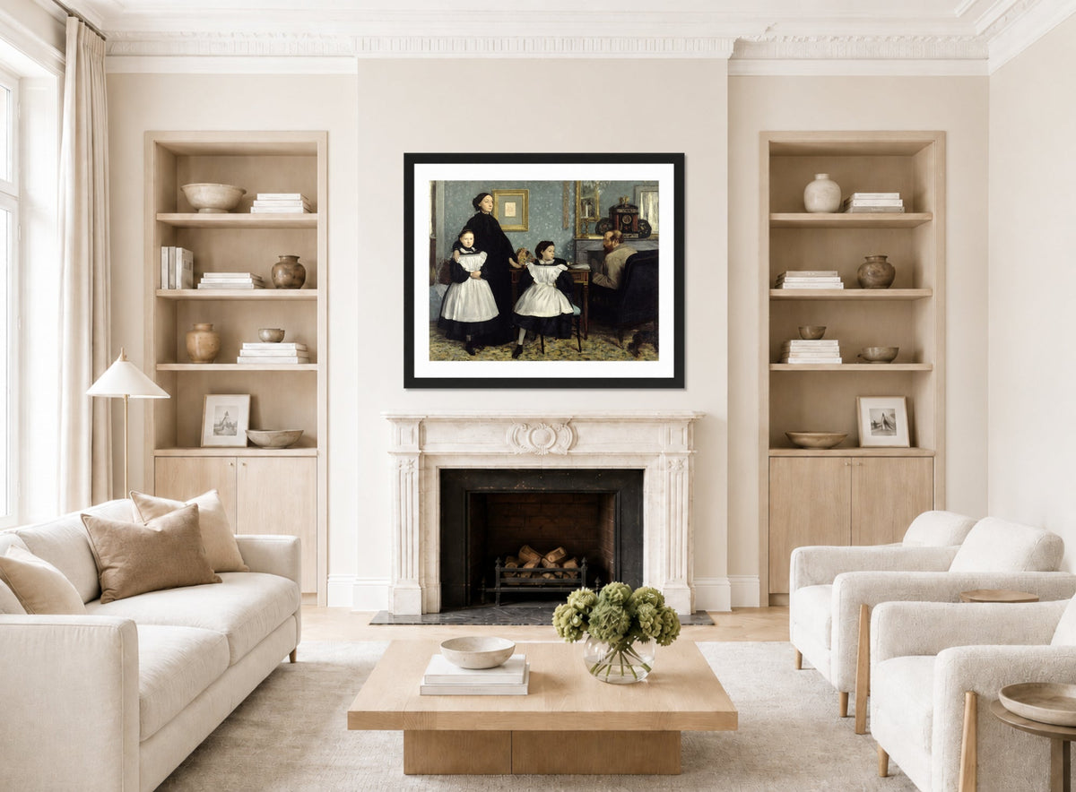 Edgar Degas Print, The Bellelli Family (1858 - 1869) displayed in a Scandinavian living room