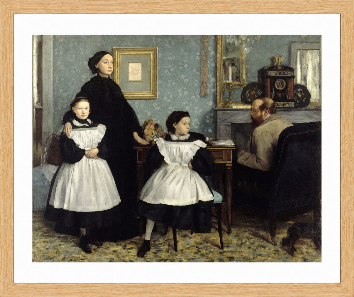 Edgar Degas Print, The Bellelli Family (1858 - 1869) in a light oak frame