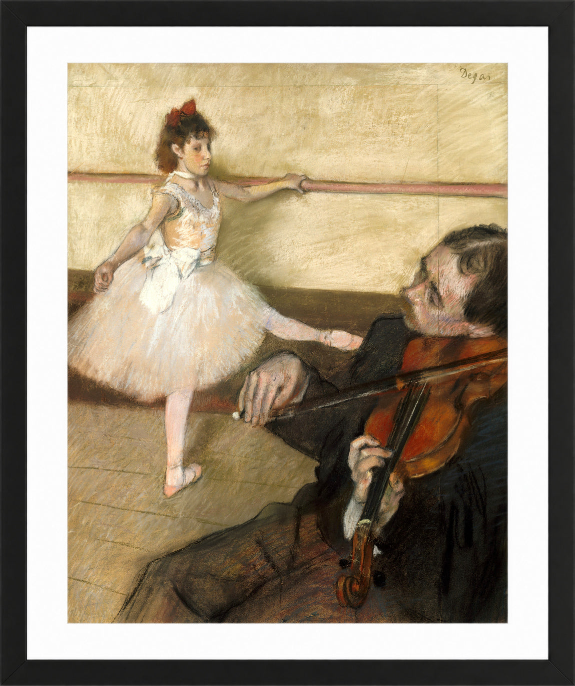 Edgar Degas Print, The Dance Lesson (ca in a black frame