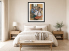 Edgar Degas Print, The Dancers displayed above a bed