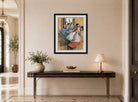 Edgar Degas Print, The Dancers displayed above a console table