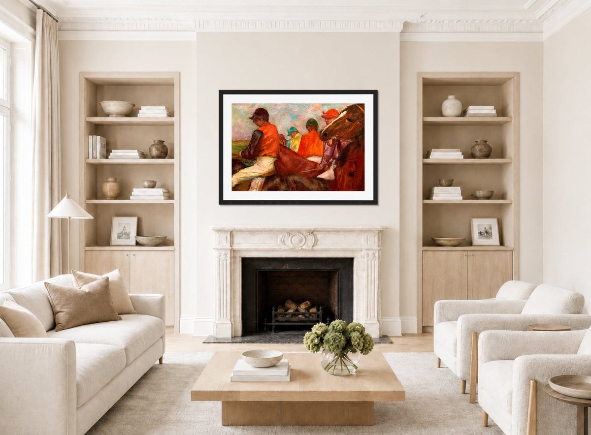 Edgar Degas Print, The Jockeys (ca displayed in a Scandinavian living room