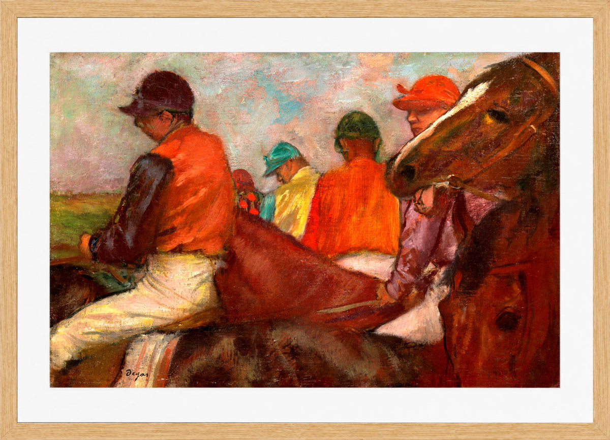 Edgar Degas Print, The Jockeys (ca in a light oak frame