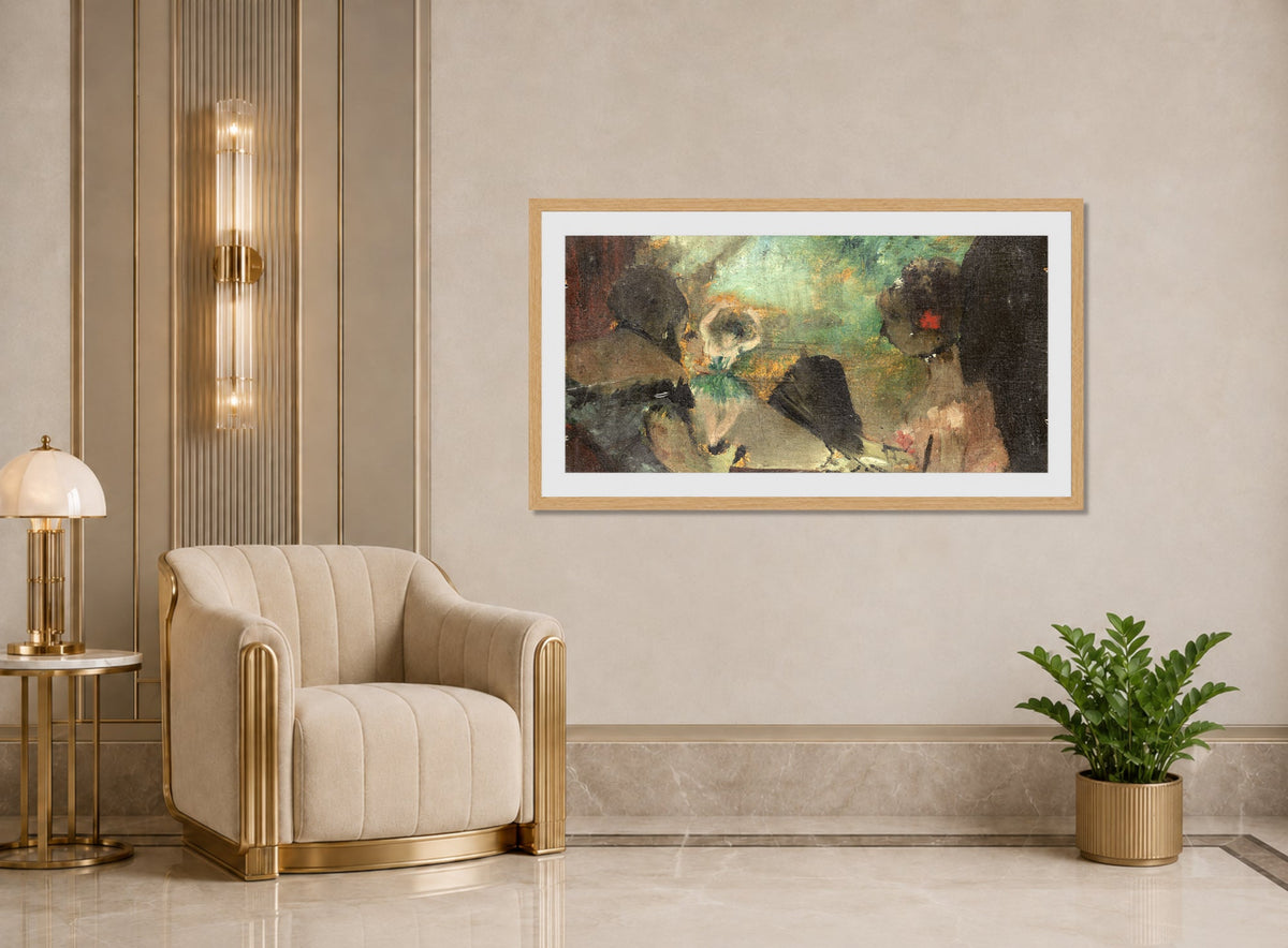 Edgar Degas Print, The Loge (c displayed in an Art Deco interior