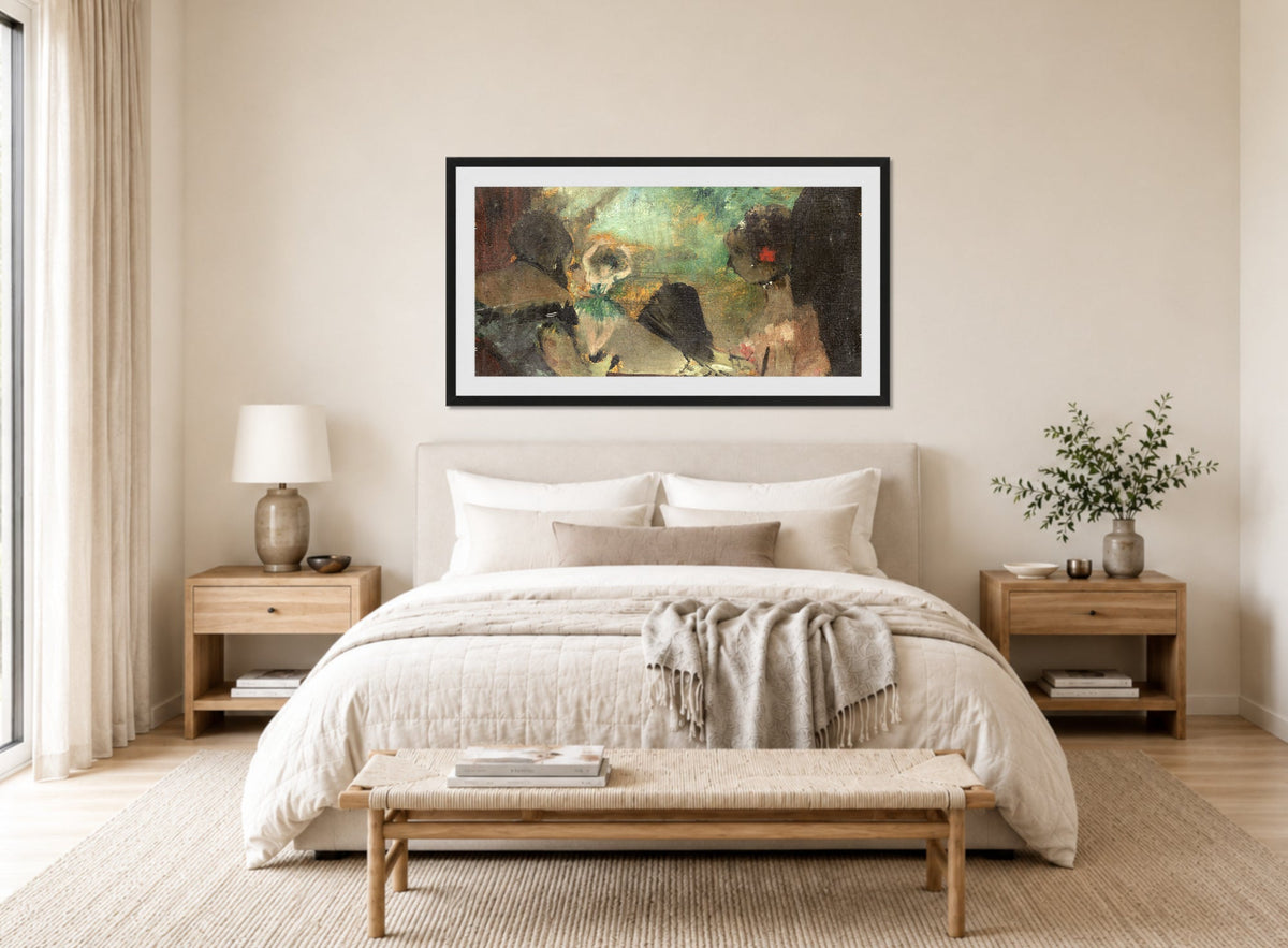 Edgar Degas Print, The Loge (c displayed above a bed