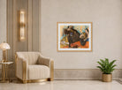 Edgar Degas Print, The Milliner (ca displayed in an Art Deco interior