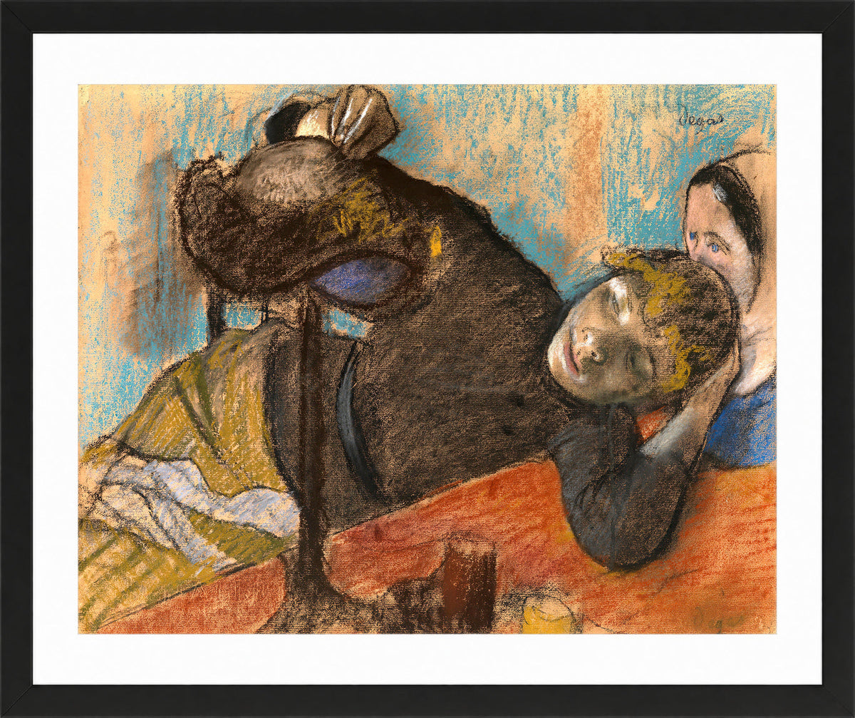Edgar Degas Print, The Milliner (ca in a black frame