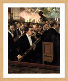 Edgar Degas Print, The Orchestra At The Opera (circa 1870) in a light oak frame