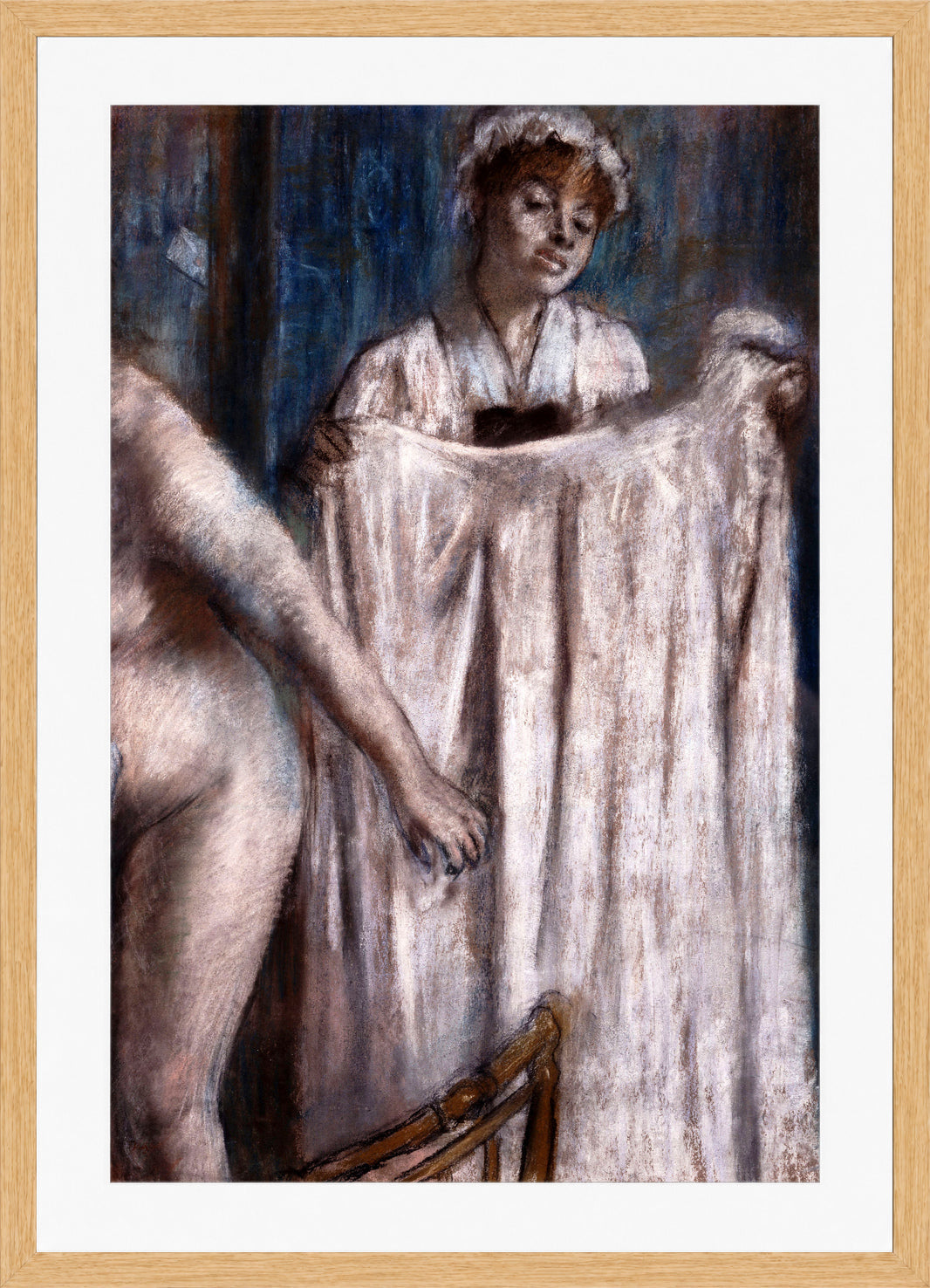 Edgar Degas Print, Toilette after the Bath (1888 - 1889) in a light oak frame